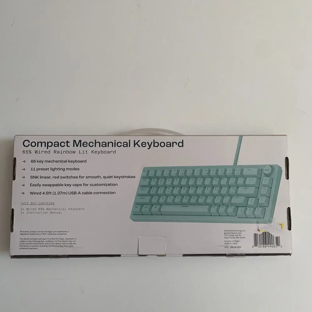NORTH Compact Mechanical Keyboard 65% Wired Rainbow Lit Keyboard NEW